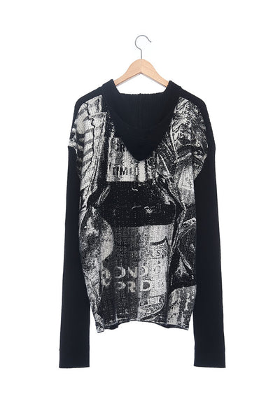 Andy Collection- Over-sized Back Knitted Jacquard Hoodie - Johan Ku Shop