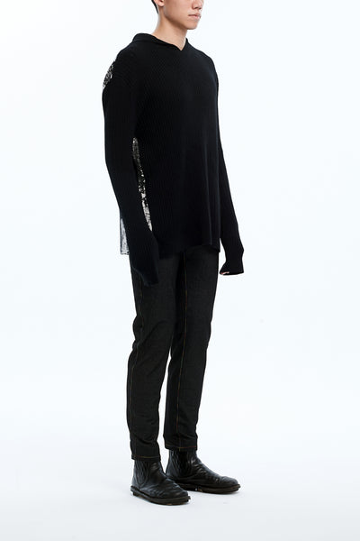Andy Collection- Over-sized Back Knitted Jacquard Hoodie - Johan Ku Shop