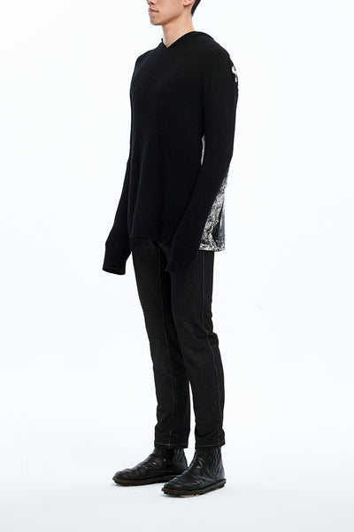 Andy Collection- Over-sized Back Knitted Jacquard Hoodie - Johan Ku Shop