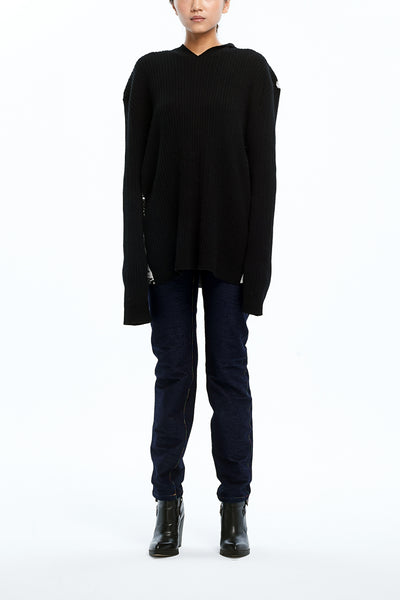 Andy Collection- Over-sized Back Knitted Jacquard Hoodie - Johan Ku Shop