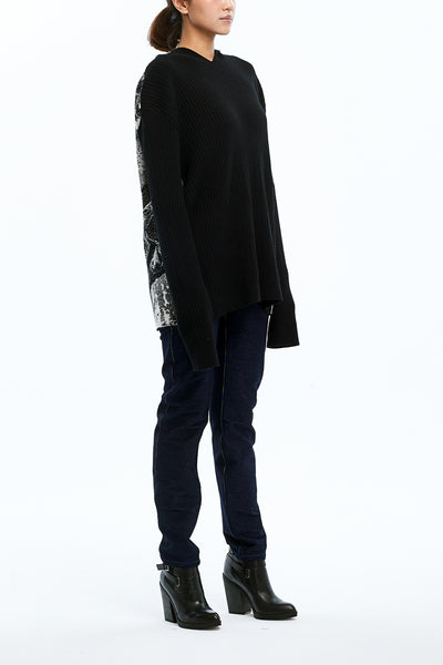 Andy Collection- Over-sized Back Knitted Jacquard Hoodie - Johan Ku Shop