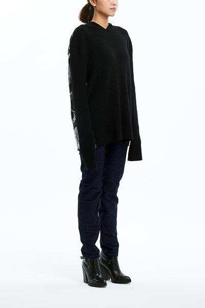 Andy Collection- Over-sized Back Knitted Jacquard Hoodie - Johan Ku Shop
