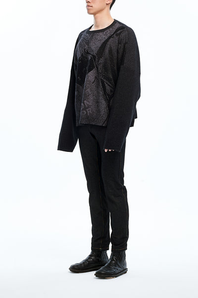Andy Collection- Over-sized Front Knitted Jacquard Round Neck Top - Johan Ku Shop
