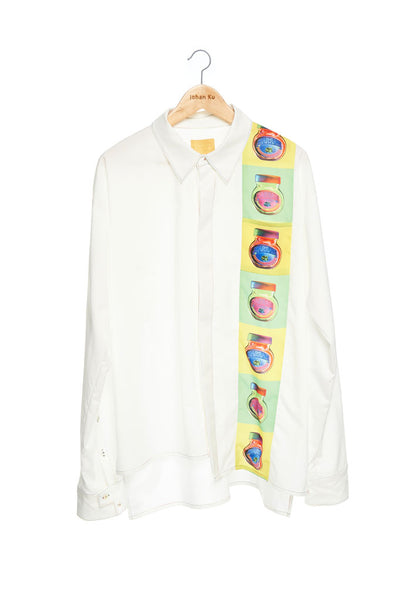 Andy Collection- Over-sized Graphic Square Detailed Shirt - Johan Ku Shop