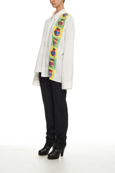 Andy Collection- Over-sized Graphic Square Detailed Shirt - Johan Ku Shop