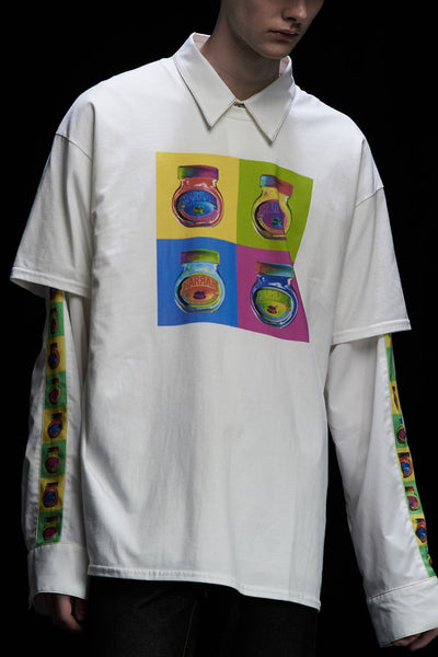 Andy Collection- Over-sized Pop Art Graphic Sleeve White Shirt - Johan Ku Shop