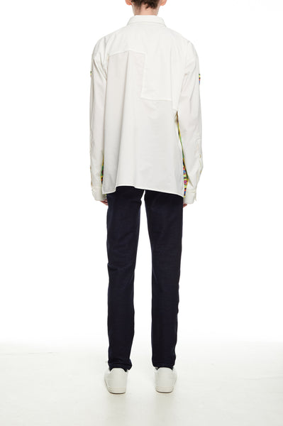 Andy Collection- Front Yellow/Green Pop Art Graphic Over-sized White Shirt - Johan Ku Shop