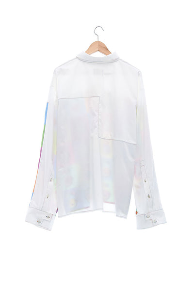 Andy Collection- Full Colour Front Square Graphic Over-sized White Shirt - Johan Ku Shop