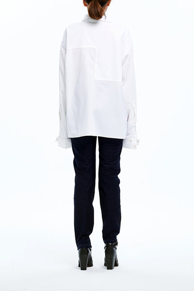 Andy Collection- Full Colour Front Square Graphic Over-sized White Shirt - Johan Ku Shop