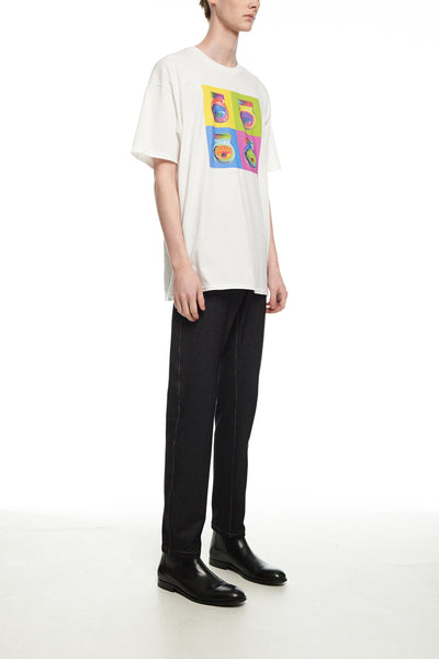 Andy Collection- Pop Art 4 Squared Marmite Graphic T-Shirt - White - Johan Ku Shop