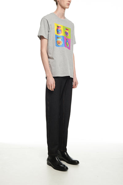 Andy Collection- Pop Art 4 Squared Marmite Graphic T-Shirt - Gray - Johan Ku Shop