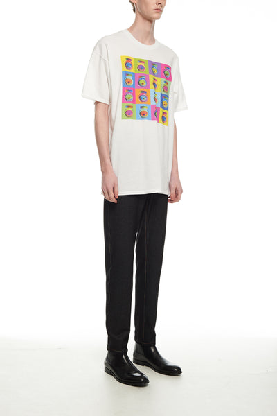 Andy Collection- Pop Art Muilti Squared Marmite Graphic T-Shirt - White - Johan Ku Shop
