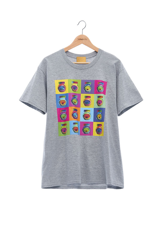 Andy Collection- Pop Art Muilti Squared Marmite Graphic T-Shirt - Gray - Johan Ku Shop