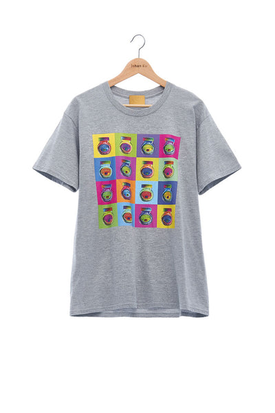 Andy Collection- Pop Art Muilti Squared Marmite Graphic T-Shirt - Gray - Johan Ku Shop
