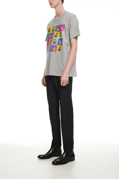 Andy Collection- Pop Art Muilti Squared Marmite Graphic T-Shirt - Gray - Johan Ku Shop
