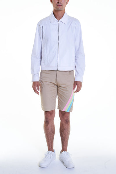 Elioliver Collection- Pastel Rainbow Elioliver Wording Print in Back  Jacket - White - Johan Ku Shop