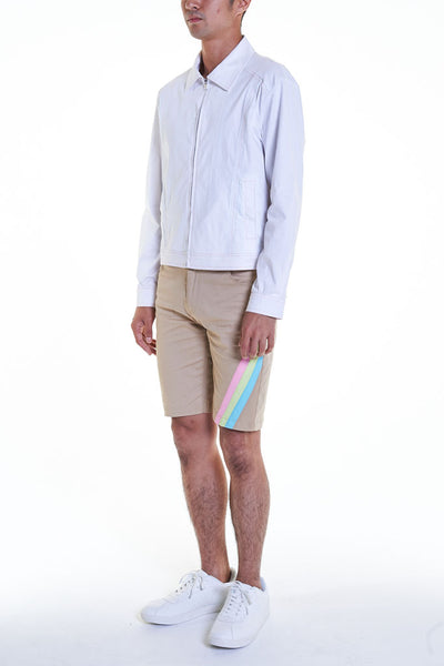 Elioliver Collection- Pastel Rainbow Elioliver Wording Print in Back  Jacket - White - Johan Ku Shop