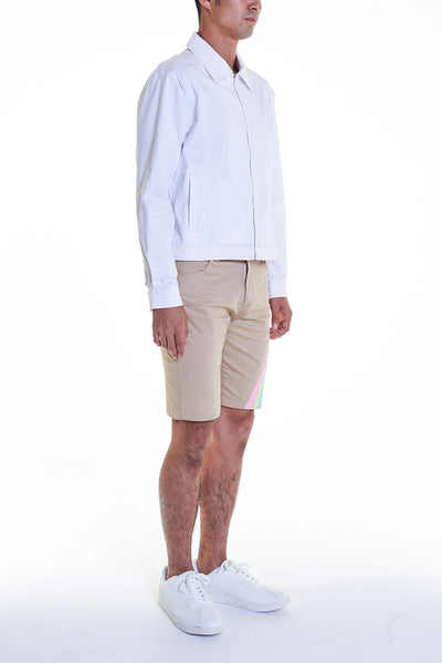 Elioliver Collection- Pastel Rainbow Elioliver Wording Print in Back  Jacket - White - Johan Ku Shop