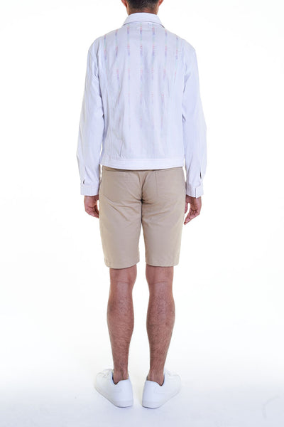 Elioliver Collection- Pastel Rainbow Elioliver Wording Print in Back  Jacket - White - Johan Ku Shop