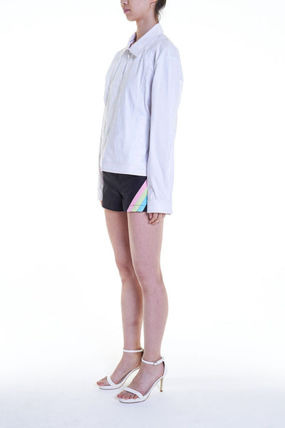 Elioliver Collection- Pastel Rainbow Elioliver Wording Print in Back  Jacket - White - Johan Ku Shop