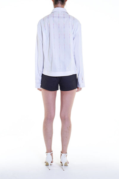 Elioliver Collection- Pastel Rainbow Elioliver Wording Print in Back  Jacket - White - Johan Ku Shop