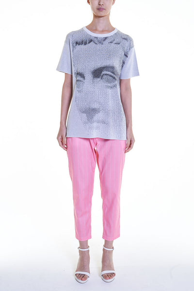 Elioliver Collection- Fade Out Sculpture Knitted Jacquard Top - Gray - Johan Ku Shop