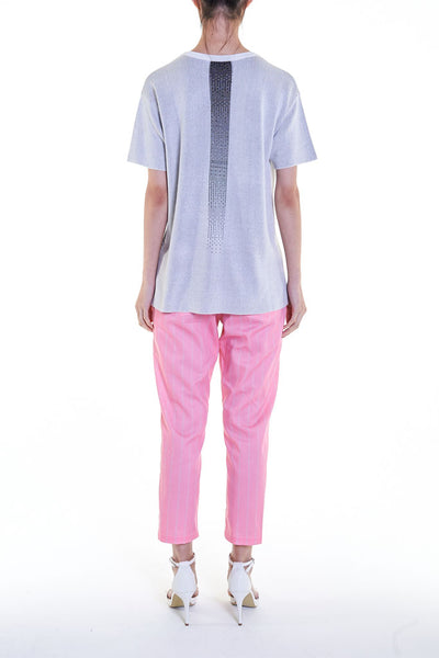 Elioliver Collection- Fade Out Sculpture Knitted Jacquard Top - Gray - Johan Ku Shop