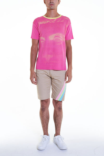 Elioliver Collection- Fade Out Sculpture Knitted Jacquard Top - Fuchsia - Johan Ku Shop