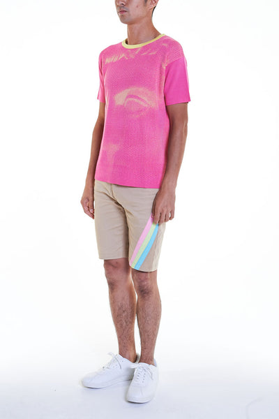 Elioliver Collection- Fade Out Sculpture Knitted Jacquard Top - Fuchsia - Johan Ku Shop