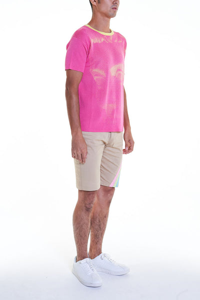 Elioliver Collection- Fade Out Sculpture Knitted Jacquard Top - Fuchsia - Johan Ku Shop