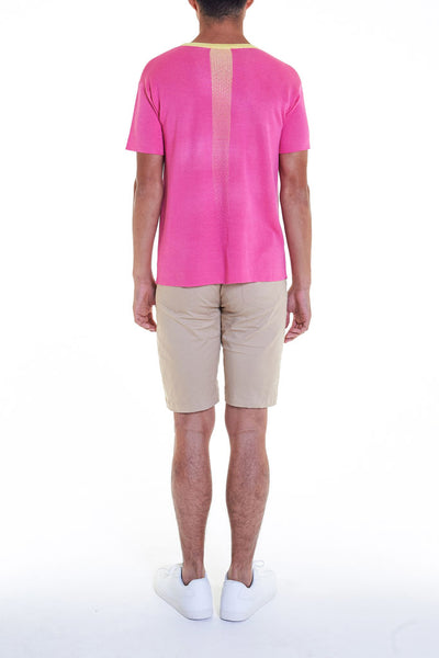 Elioliver Collection- Fade Out Sculpture Knitted Jacquard Top - Fuchsia - Johan Ku Shop