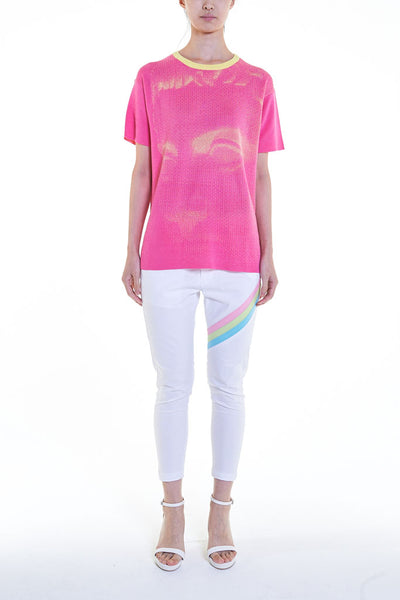 Elioliver Collection- Fade Out Sculpture Knitted Jacquard Top - Fuchsia - Johan Ku Shop
