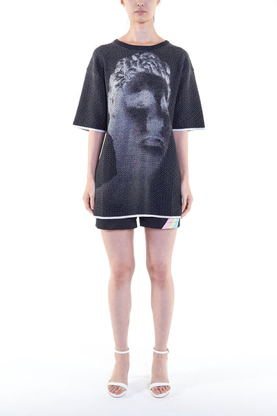 Elioliver Collection- Sculpture Knitted Jacquard Oversized Top - Black - Johan Ku Shop