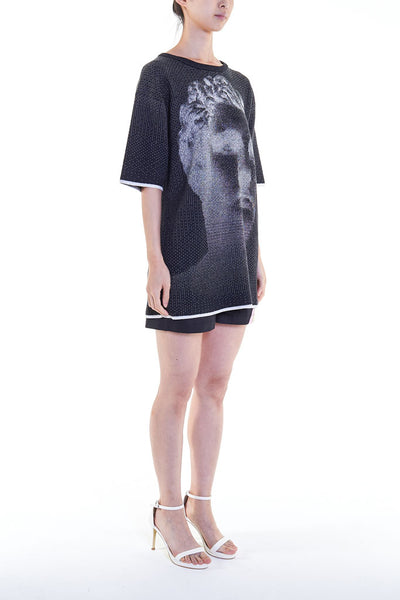 Elioliver Collection- Sculpture Knitted Jacquard Oversized Top - Black - Johan Ku Shop