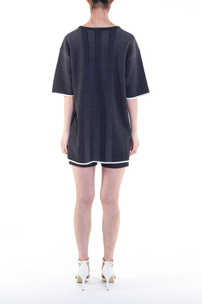 Elioliver Collection- Sculpture Knitted Jacquard Oversized Top - Black - Johan Ku Shop