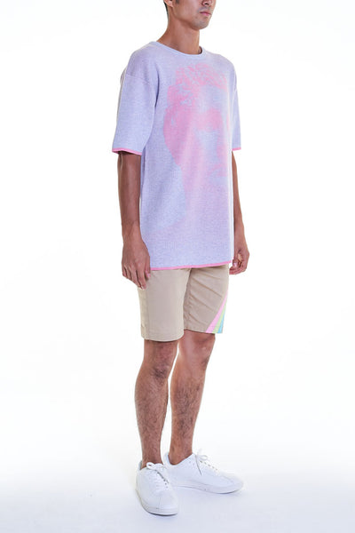 Elioliver Collection- Sculpture Knitted Jacquard Over-sized Top - Lavender Blush - Johan Ku Shop