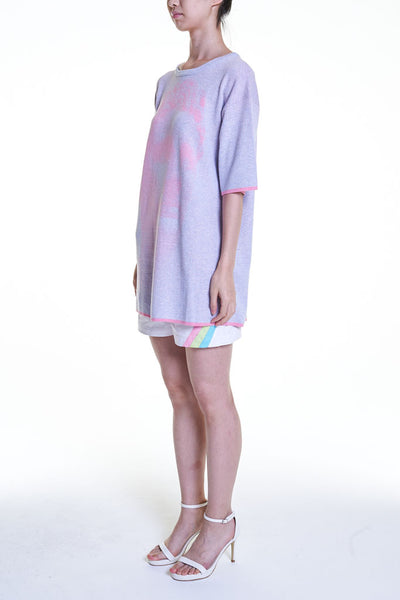 Elioliver Collection- Sculpture Knitted Jacquard Over-sized Top - Lavender Blush - Johan Ku Shop