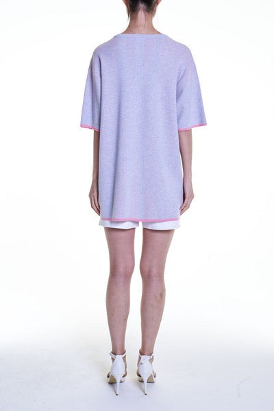 Elioliver Collection- Sculpture Knitted Jacquard Over-sized Top - Lavender Blush - Johan Ku Shop