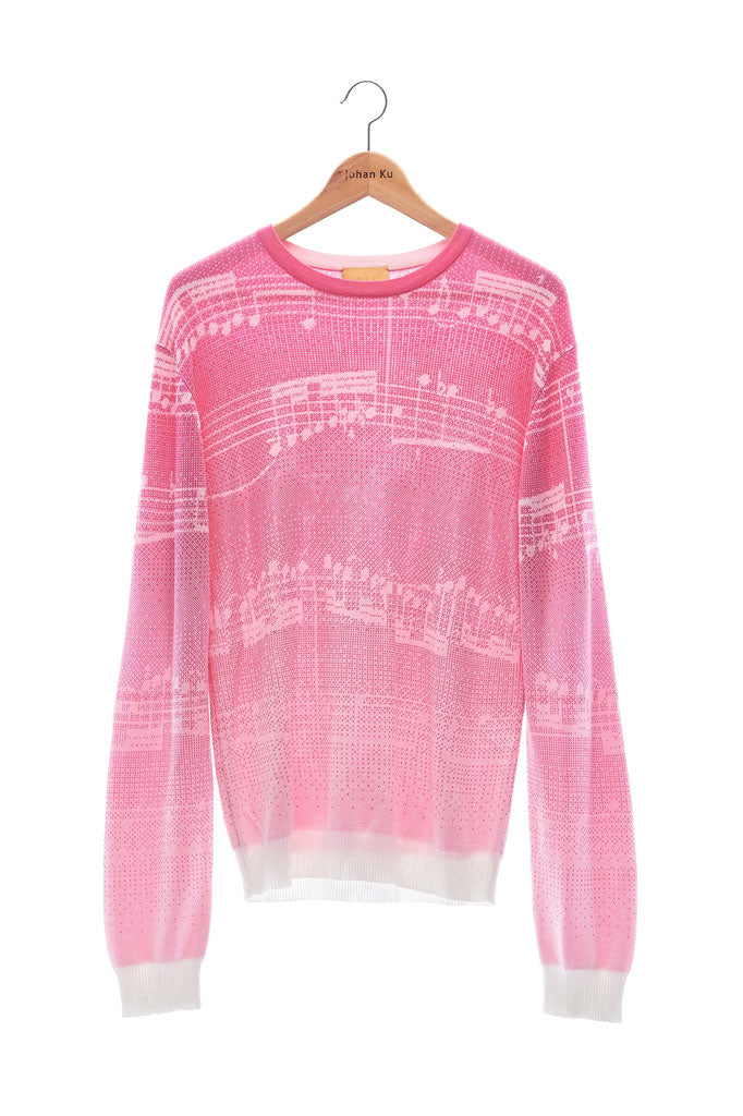 Elioliver Collection- Note Graphic Knitted Jacquard Top - Fuchsia/White - Johan Ku Shop