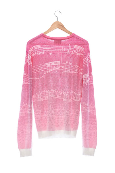 Elioliver Collection- Note Graphic Knitted Jacquard Top - Fuchsia/White - Johan Ku Shop