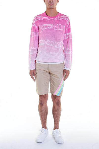 Elioliver Collection- Note Graphic Knitted Jacquard Top - Fuchsia/White - Johan Ku Shop