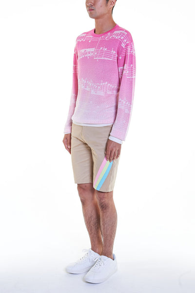 Elioliver Collection- Note Graphic Knitted Jacquard Top - Fuchsia/White - Johan Ku Shop