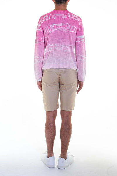 Elioliver Collection- Note Graphic Knitted Jacquard Top - Fuchsia/White - Johan Ku Shop