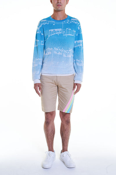 Elioliver Collection- Note Graphic Knitted Jacquard Top - Blue/White - Johan Ku Shop