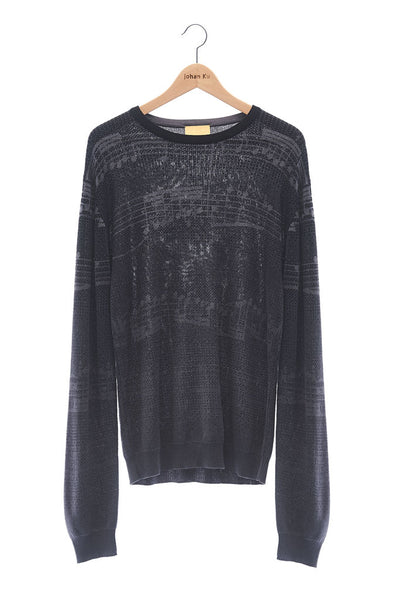 Elioliver Collection- Note Graphic Knitted Jacquard Top - Black/Dark Gray - Johan Ku Shop