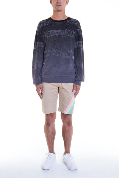 Elioliver Collection- Note Graphic Knitted Jacquard Top - Black/Dark Gray - Johan Ku Shop