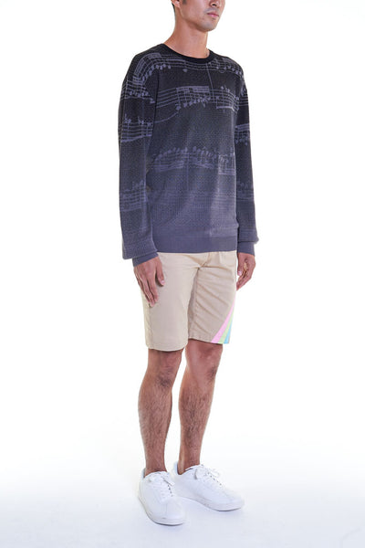 Elioliver Collection- Note Graphic Knitted Jacquard Top - Black/Dark Gray - Johan Ku Shop