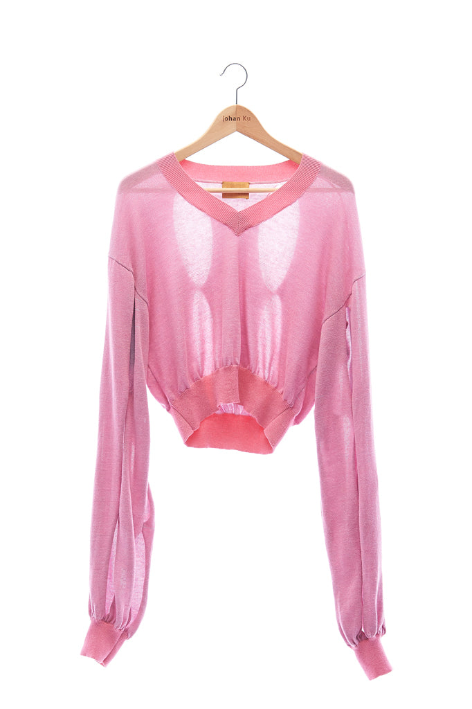 Elioliver Collection- Cut-Out See Through Knitted Top - Pink - Johan Ku Shop