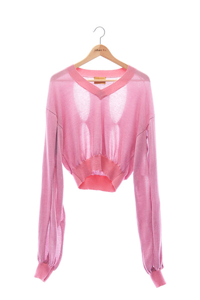 Elioliver Collection- Cut-Out See Through Knitted Top - Pink - Johan Ku Shop