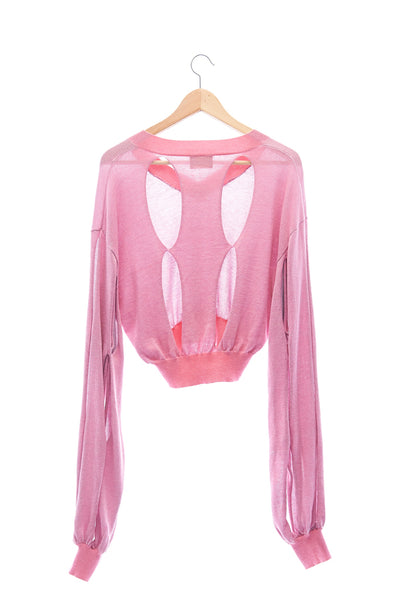 Elioliver Collection- Cut-Out See Through Knitted Top - Pink - Johan Ku Shop